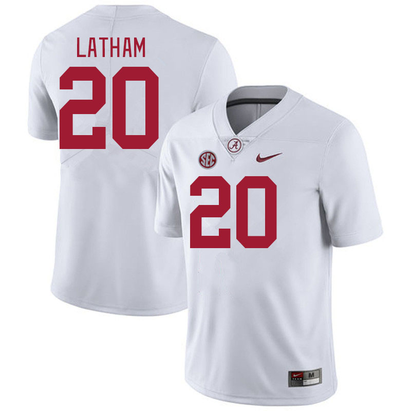 Men #20 Jah-Marien Latham Alabama Crimson Tide College Football Jerseys Stitched-White